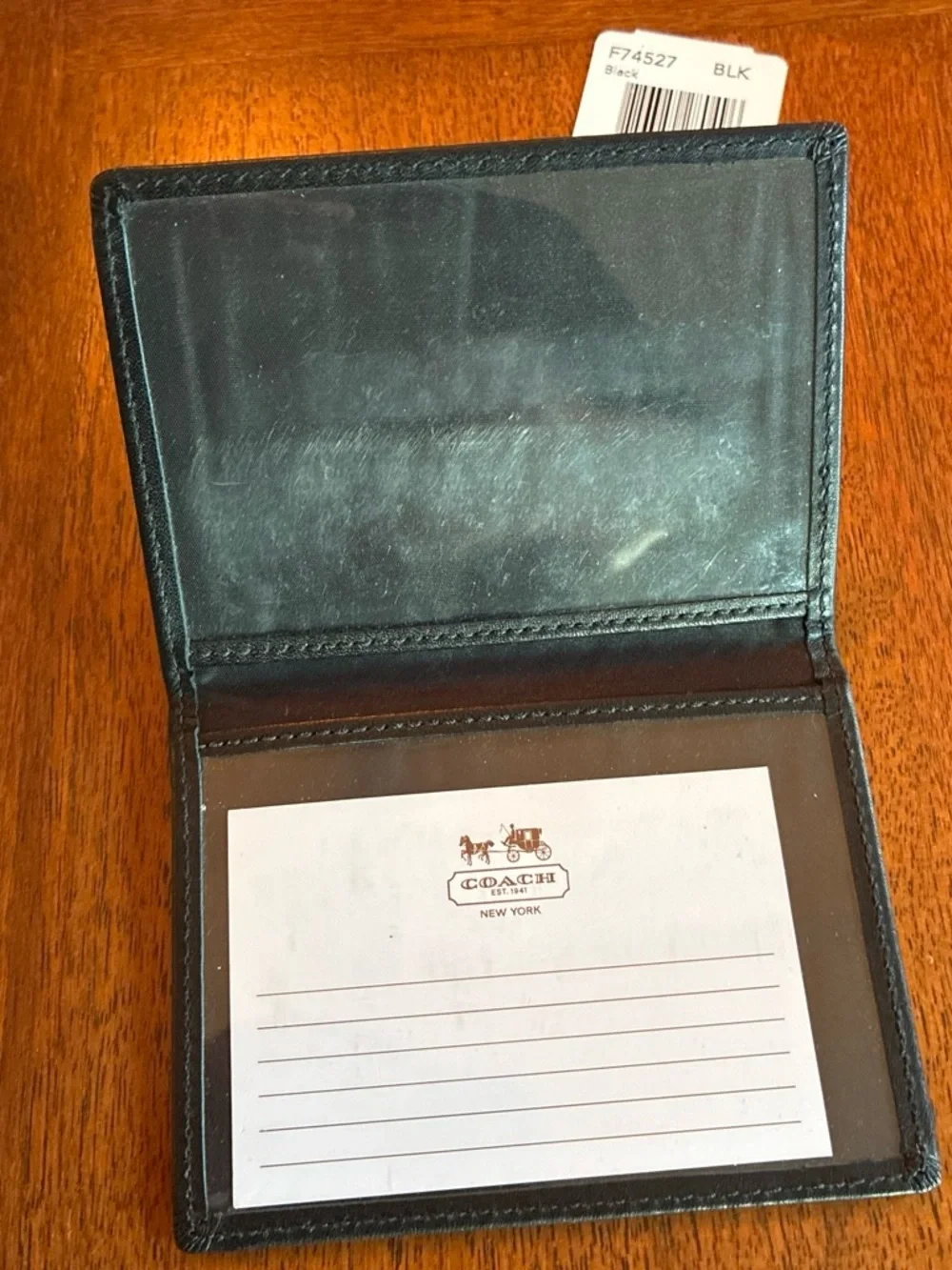 Coach Black Leather slim Passcase ID Wallet F74527 men’s